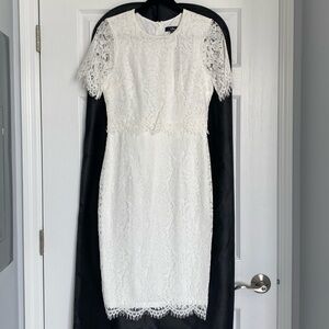 Lulu’s Devotion White Lace Short Sleeve Midi Dress